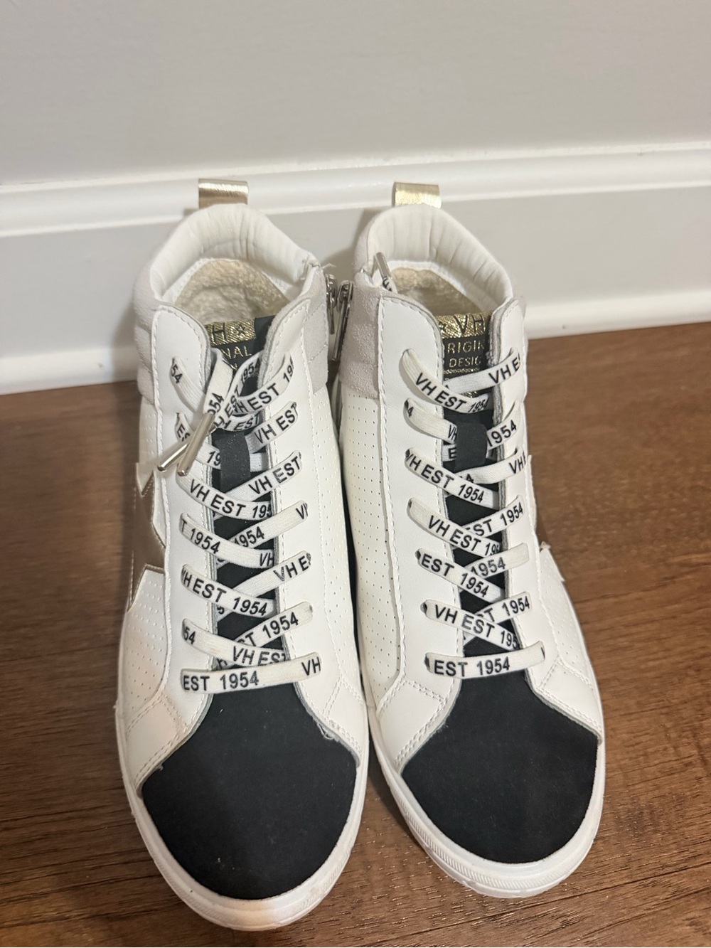 Vintage Havana White and Black High-Top Sneakers